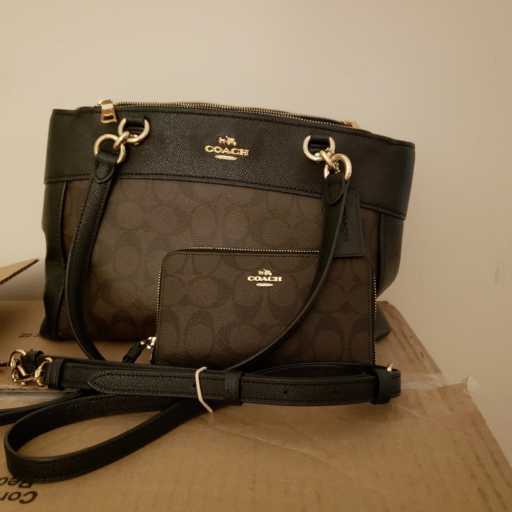 Coach designer handbag with wallet